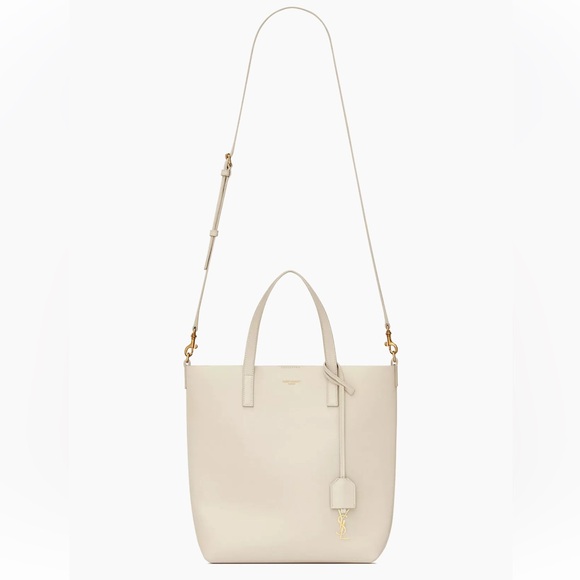 YSL•Tall Shopping Tote•Smooth Leather Vintage White•Crossbody Messenger•FLAWLESS - Picture 4 of 16